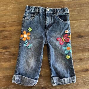 Arizona Embroidered Floral Cropped Jeans Toddler Girls 4T Rolled up